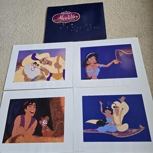 2004 Disney Store Aladdin Exclusive Lithographs Set With Portfolio Set of 4